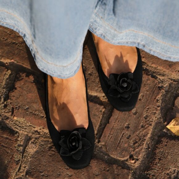 Rothy's Shoes - Rothy's The Petal Square Women's Slip On Flat in Black Size 12